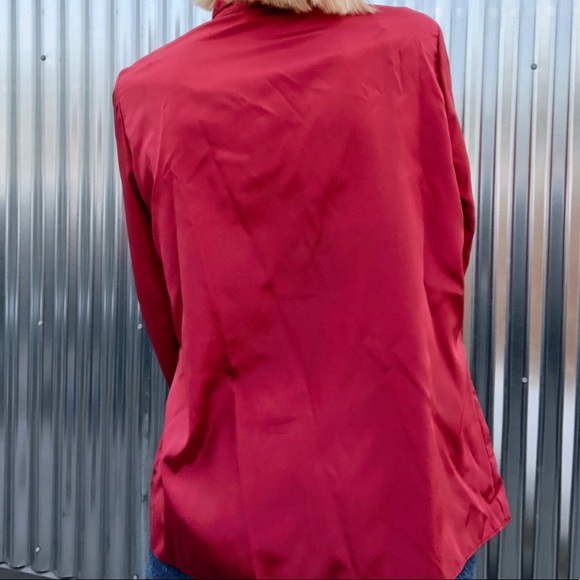 [Vintage] Silky Collared Button Up Blouse - Picture 5 of 7